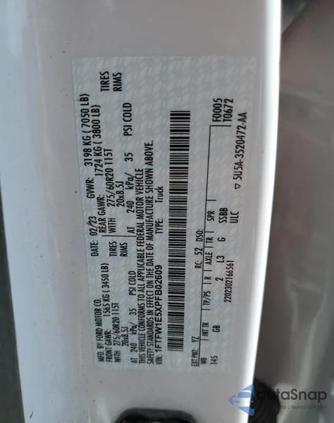 2023 Ford F150 Supercrew from USA, damaged, VIN 1FTFW1E5XPFB02609